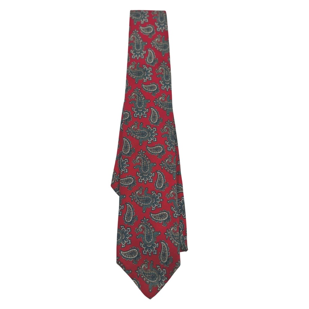 Brooks Brothers Tie Mens Red Paisley Silk Necktie Preppy Classic Wedding